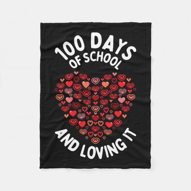 100 dagar med skolCute Heart Lycklig 100 dagar Fleecefilt (Framsidan)
