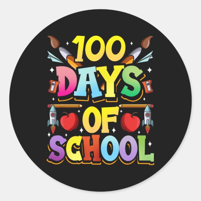 100 dagar med skolcute Team Sweet Ord Runt Klistermärke (Framsida)