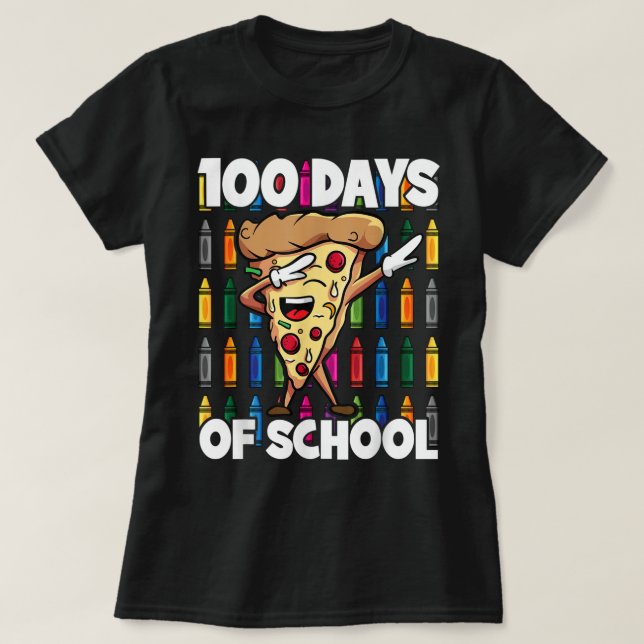 100 dagar med skoldoftning Pepperoni Pizza Slice T Shirt (Design framsida)