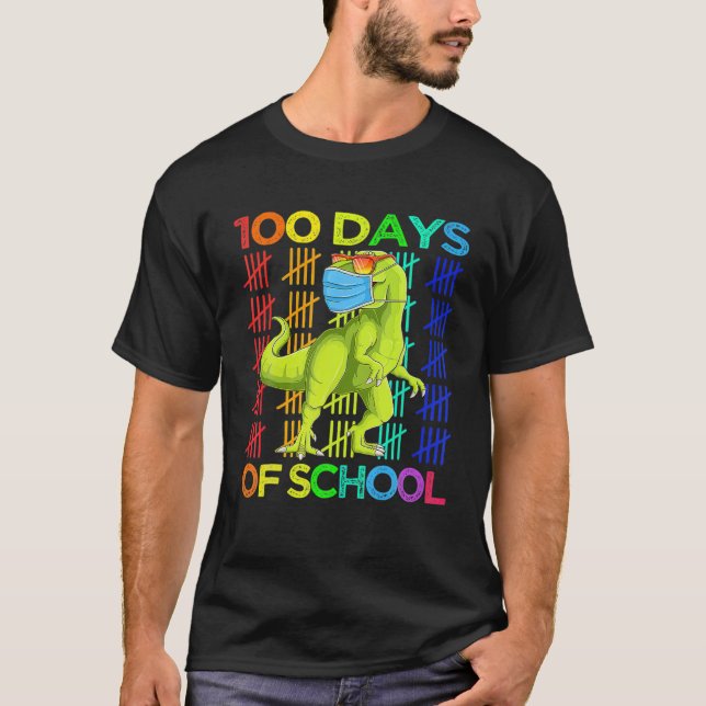 100 dagar med skoldosinosaur Rex-bärarmask smart T Shirt (Framsida)