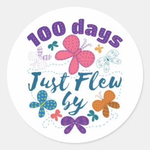 100 dagar med skolfjäril runt klistermärke
