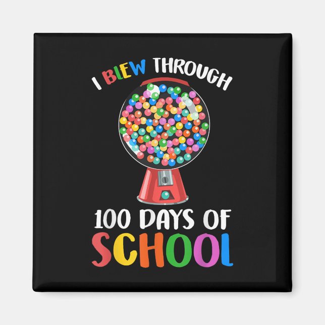 100 dagar med skolgumboll Lycklig 10 Magnet (Framsidan)