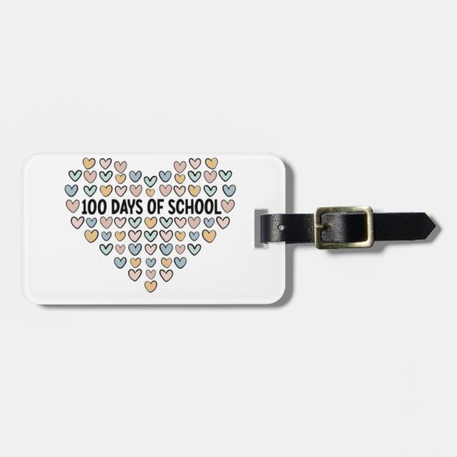 💖 100 dagar med skolhjärtdesign bagagebricka (Horisontell Framsida)