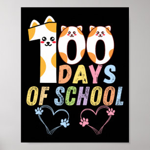 100 dagar med skolkattor Hjärtar 100 dagar i skola Poster