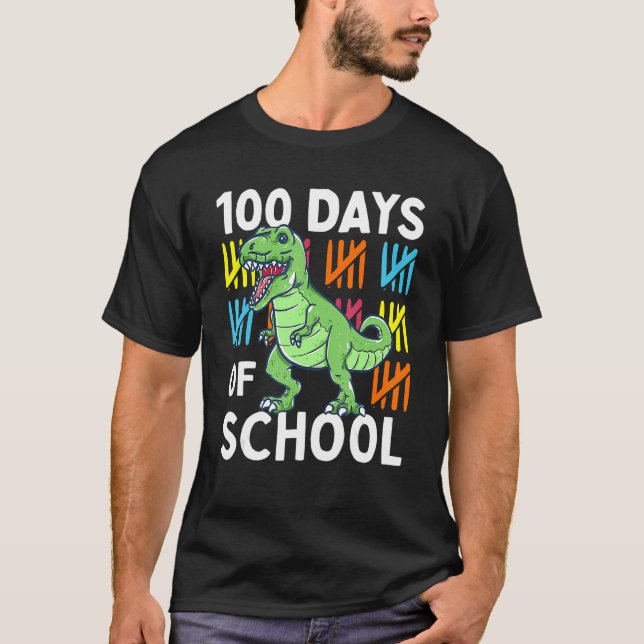 100 dagar med skolpojkar - 100 dagars Dino T Shirt (Framsida)