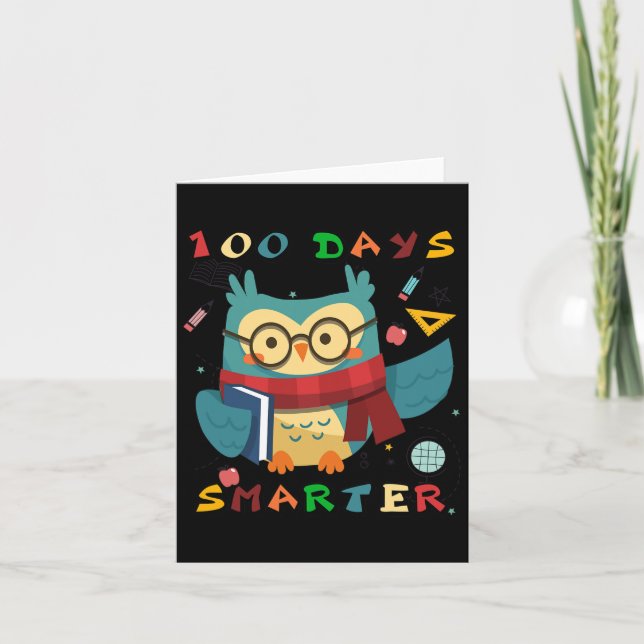100 dagar med skolpojkflicka i stift Smarter Uggla Kort (Framsida)