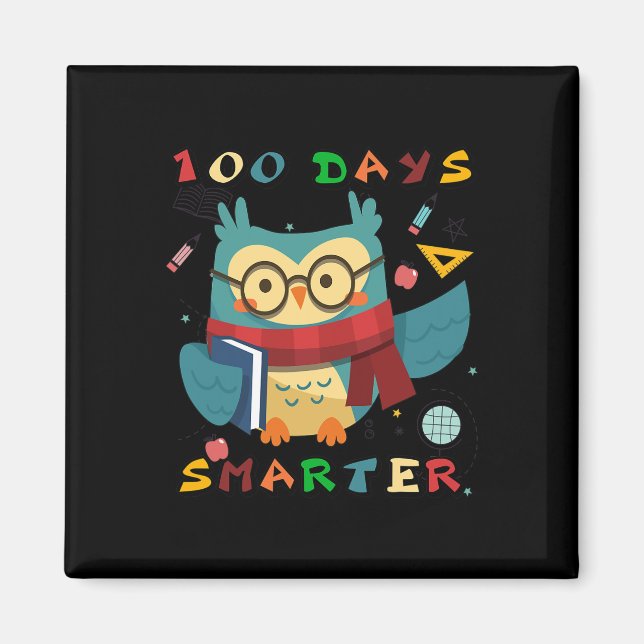 100 dagar med skolpojkflicka i stift Smarter Uggla Magnet (Framsidan)