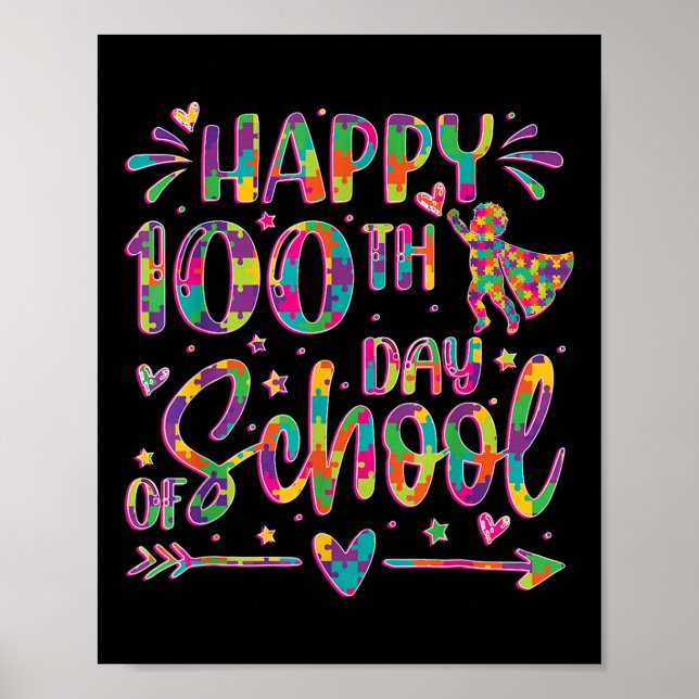 100 dagar med skolpussel i lycklig 100 dagar smart poster (Framsidan)