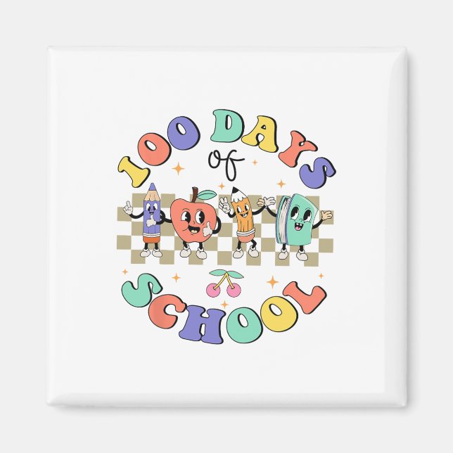 100 dagar med skolretro Groovy-lärare 100 dagar Magnet (Framsidan)