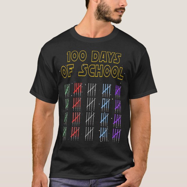 100 dagar med skolSabers och stjärnans utskriftsut T Shirt (Framsida)