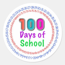 100 dagar med skolStickers Runt Klistermärke