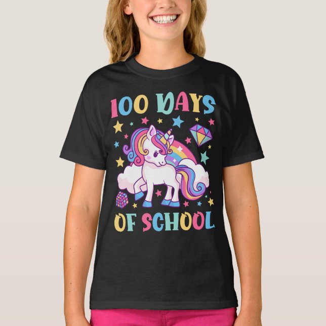 100 dagar med skolUnicorn Girls Teacher Girl T Shirt (Framsida)