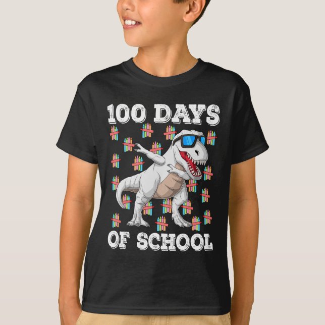 100 dagar med T-rex-barnboxar i skolan 100 D T Shirt (Framsida)