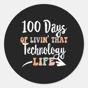 100 dagar med teknik 100 dagar i skolan för tec runt klistermärke