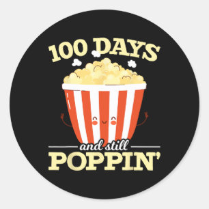 100 dagar och fortfarande poppin popcorn Movie 100 Runt Klistermärke