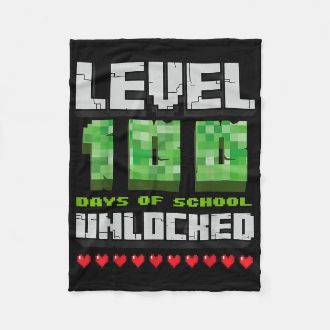 100 dagar olåst spelpixel 100 i skolan fleecefilt (Framsidan)