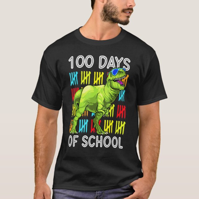 100 dagar på skolan 100:e dagen Dino T Rex lärare  T Shirt (Framsida)