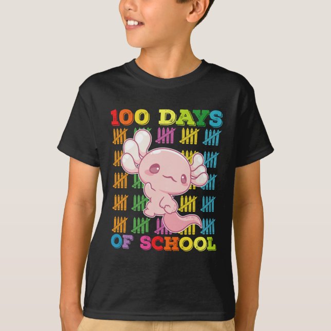 100 dagar på skolan Axolotl lärare T Shirt (Framsida)