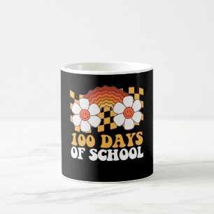 100 dagar på skolan Blomma Regnbåge Groovy Retro Kaffemugg