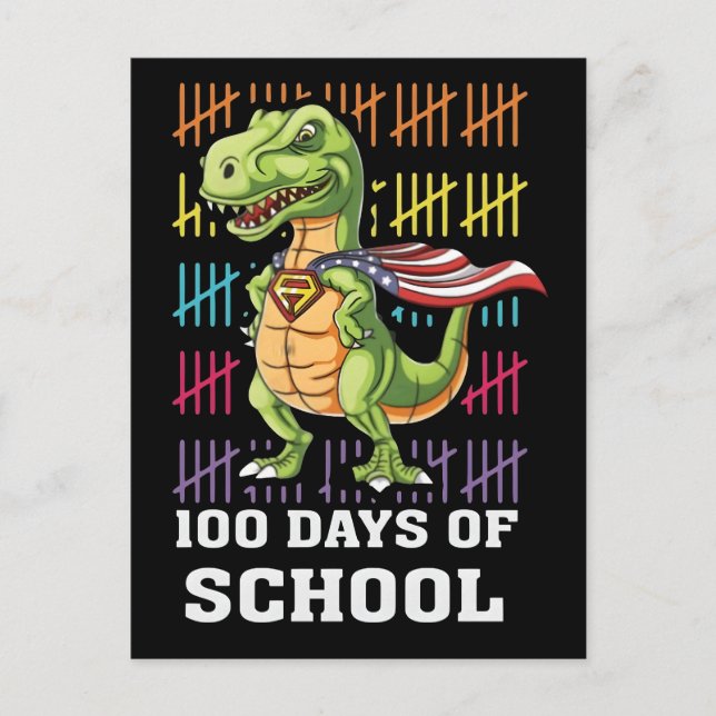 100 dagar på skolan Dinosaurie 2025: Äventyr för s Vykort (Framsida)