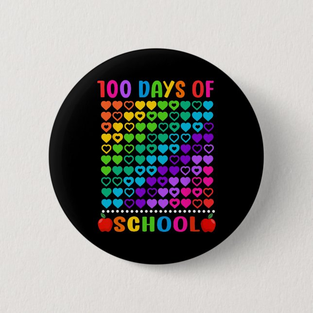 100 dagar på skolan färgglada hjärtan lärare elev knapp (Framsida)