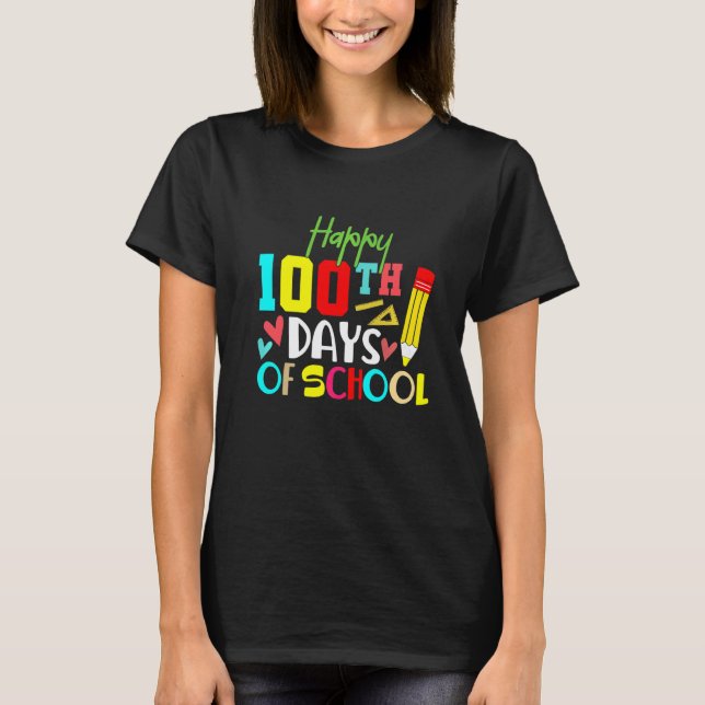 100 dagar på skolan för barn och förskolelärare t shirt (Framsida)