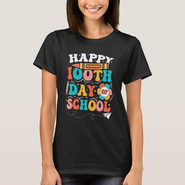100 dagar på skolan för lärare Barn Glad 100:e Da T Shirt (Framsida)