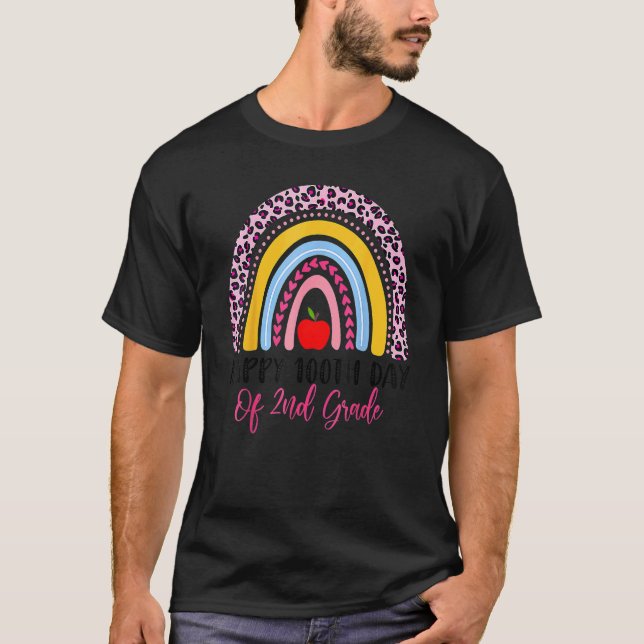 100 dagar på skolan för lärare i 2:a klass regnbåg t shirt (Framsida)