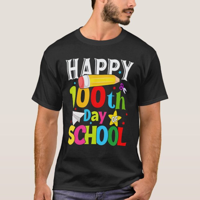 100 dagar på skolan för lärare Kids Glad 100:e Da T Shirt (Framsida)