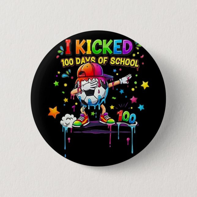 100 dagar på skolan fotbollsdryp barn pojkar rolig knapp (Framsida)
