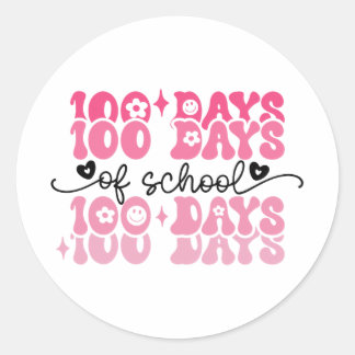 100 dagar på skolan Groovy 100:e dagen Lärare tjej Runt Klistermärke