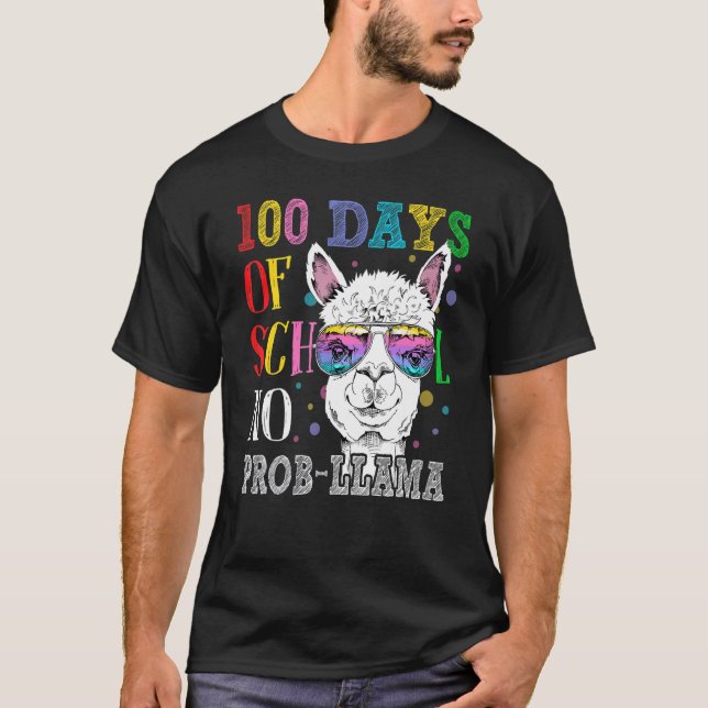 100 dagar på skolan Inget Prob-llama 100:e dagen p T Shirt (Framsida)