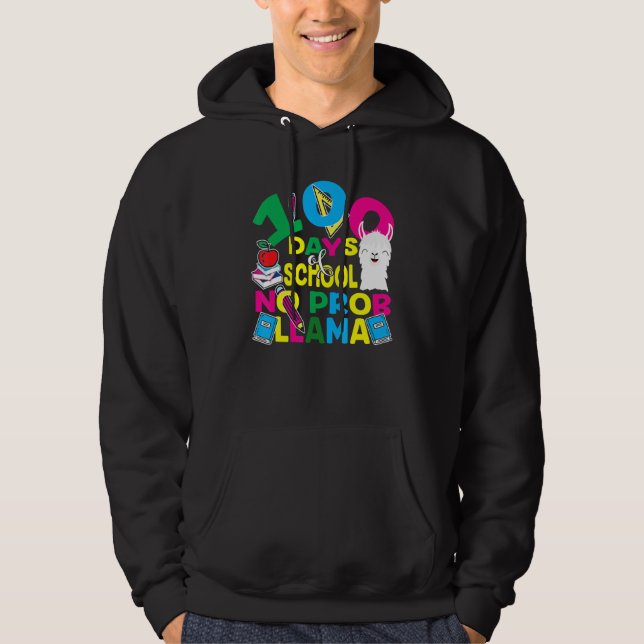 100 dagar på skolan Inget Prob-llama Llama Lärare  Hoodie (Framsida)