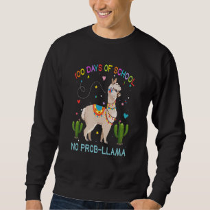 100 dagar på skolan Inget Prob-llama Llama Lärare Lång Ärmad Tröja