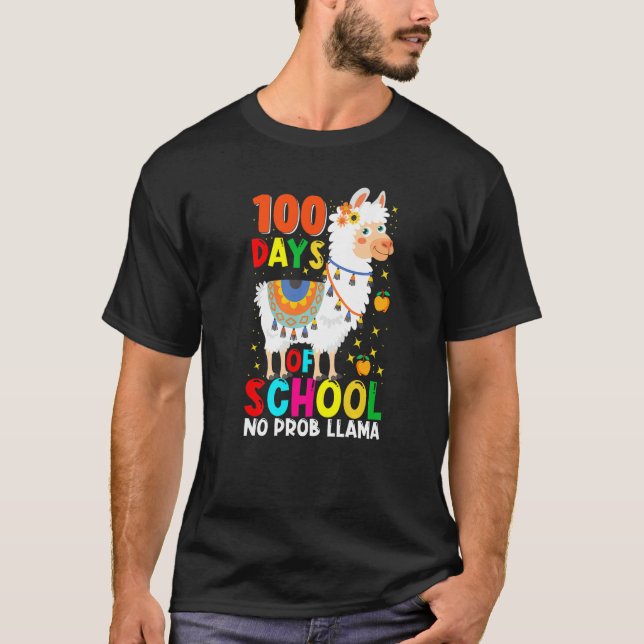 100 dagar på skolan Inget Prob-llama Llama Lärare  T Shirt (Framsida)