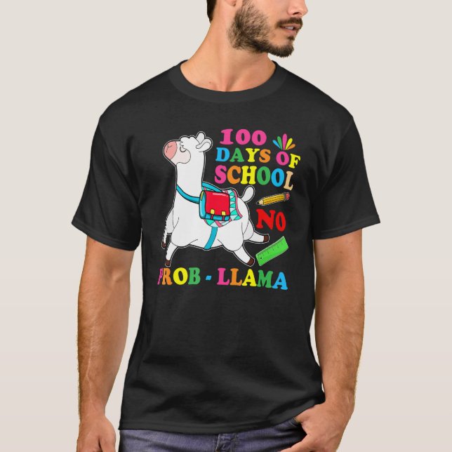 100 dagar på skolan Inget problem lamaälskare lära T Shirt (Framsida)