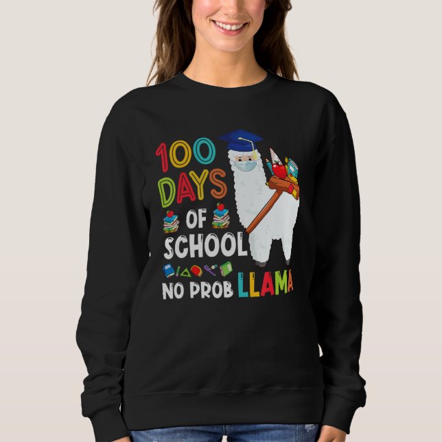 100 dagar på skolan Inget Probllama Lama Glad 100: T Shirt (Framsida)