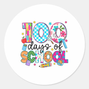100 dagar på skolan lärare flicka barn 100:e dagen runt klistermärke