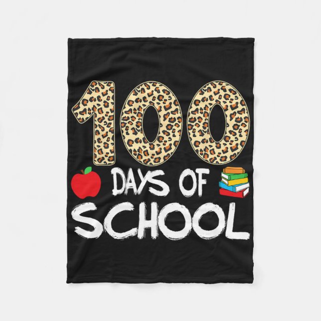 100 dagar på skolan lärare leopard 100:e dagen i s fleecefilt (Framsidan)
