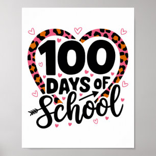 100 dagar på skolan Leopard Hjarta Kvinnor Flickor Poster