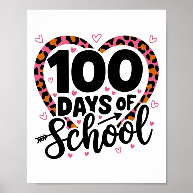 100 dagar på skolan Leopard Hjarta Kvinnor Flickor Poster (Framsidan)