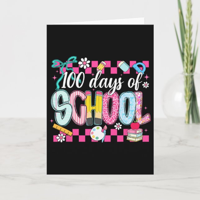 100 dagar på skolan Preppy Coquette Bow lärare bar Kort (Framsida)