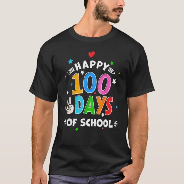 100 dagar på skolan Rolig lärare elev Glad 100 T Shirt (Framsida)