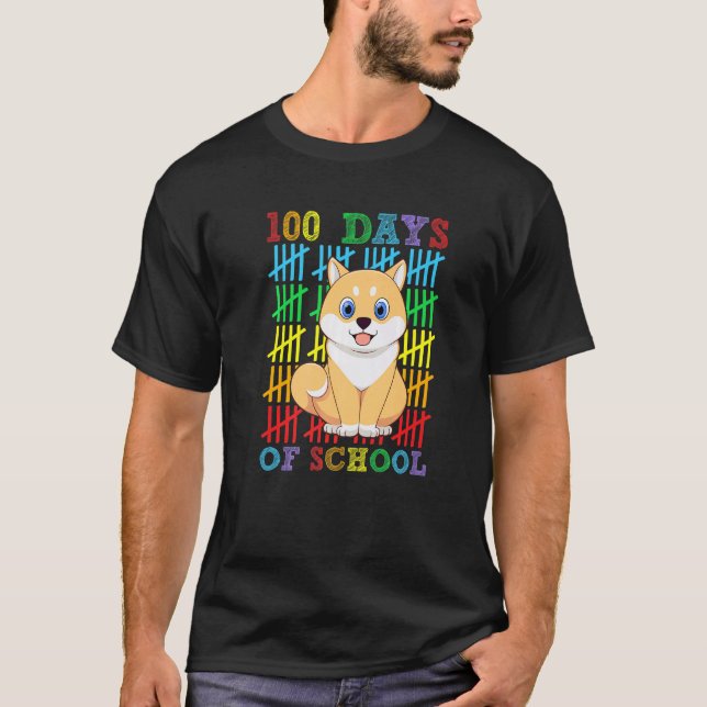 100 dagar på skolan Shiba Inu hundälskare Cool 100 T Shirt (Framsida)