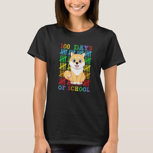 100 dagar på skolan Shiba Inu hundälskare Cool 100 T Shirt (Framsida)
