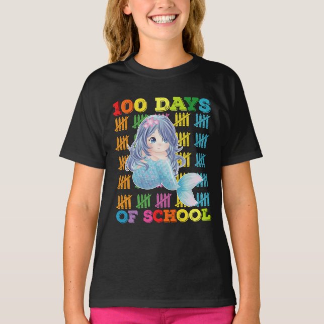 100 Dagar På Skolan Siren Lärare Elev T Shirt (Framsida)