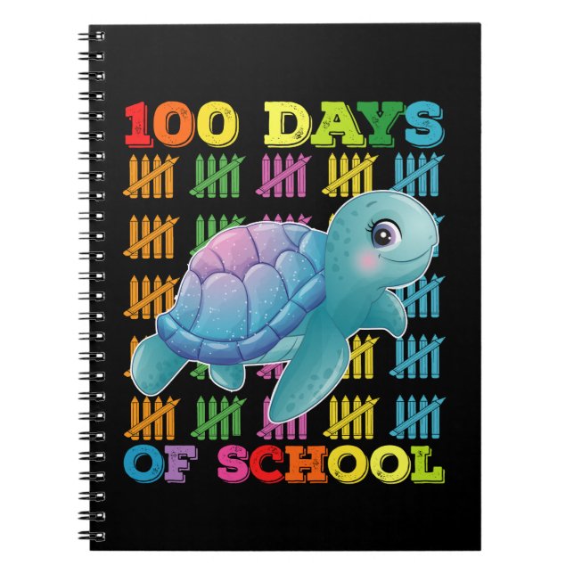 100 Dagar På Skolan Sköldpadda Lärare Elev Anteckningsbok (Framsidan)