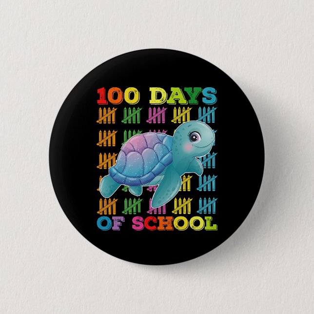 100 Dagar På Skolan Sköldpadda Lärare Elev Knapp (Framsida)