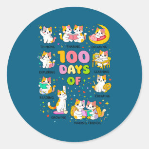100 dagar på skolan smartare söta katter kattunge runt klistermärke