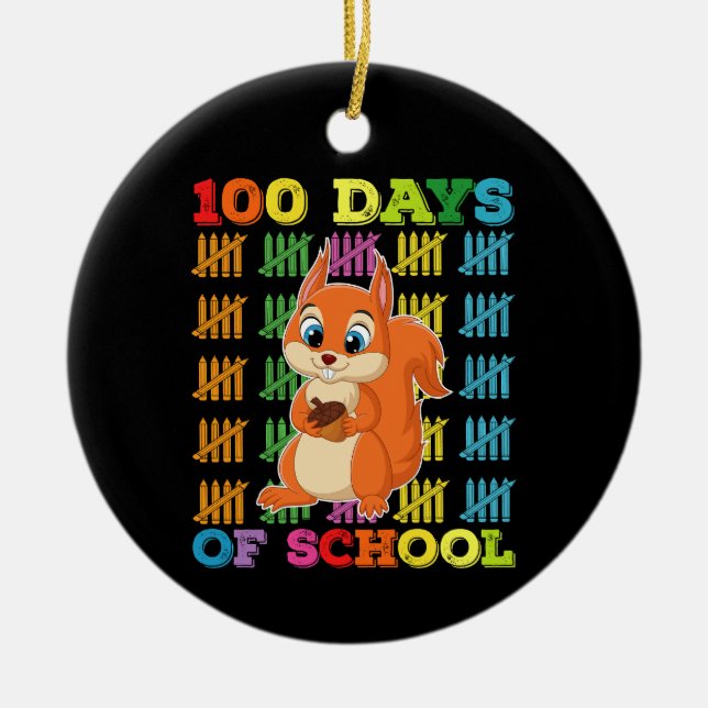 100 dagar på skolan Squirrel lärare Julgransprydnad Keramik (Framsidan)